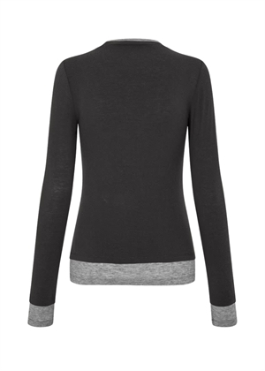 Bibi bluse Dark Brown/Grey Mel. Oval Square 